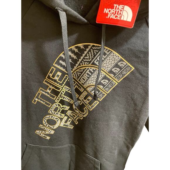 Woman’s Black 2017 North Face Large W Foil Jumbo Logo Hoodie W Pocket NWT READ - Picture 8 of 16
